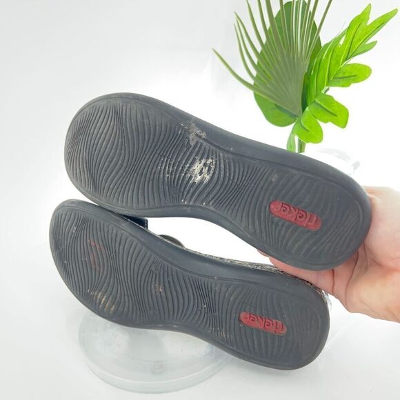 Rieker Daisy Sandals Size 41 9.5 Shoe Slingback Black Leather Multicolored Strap - Picture 9 of 14